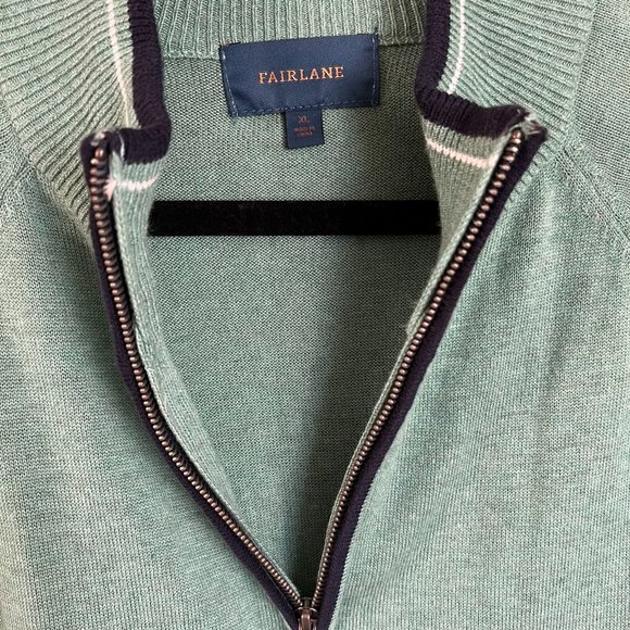 Heather Green Quarter-Zip Sweater // Fairlane Men's Size XL - Picture 2 of 5